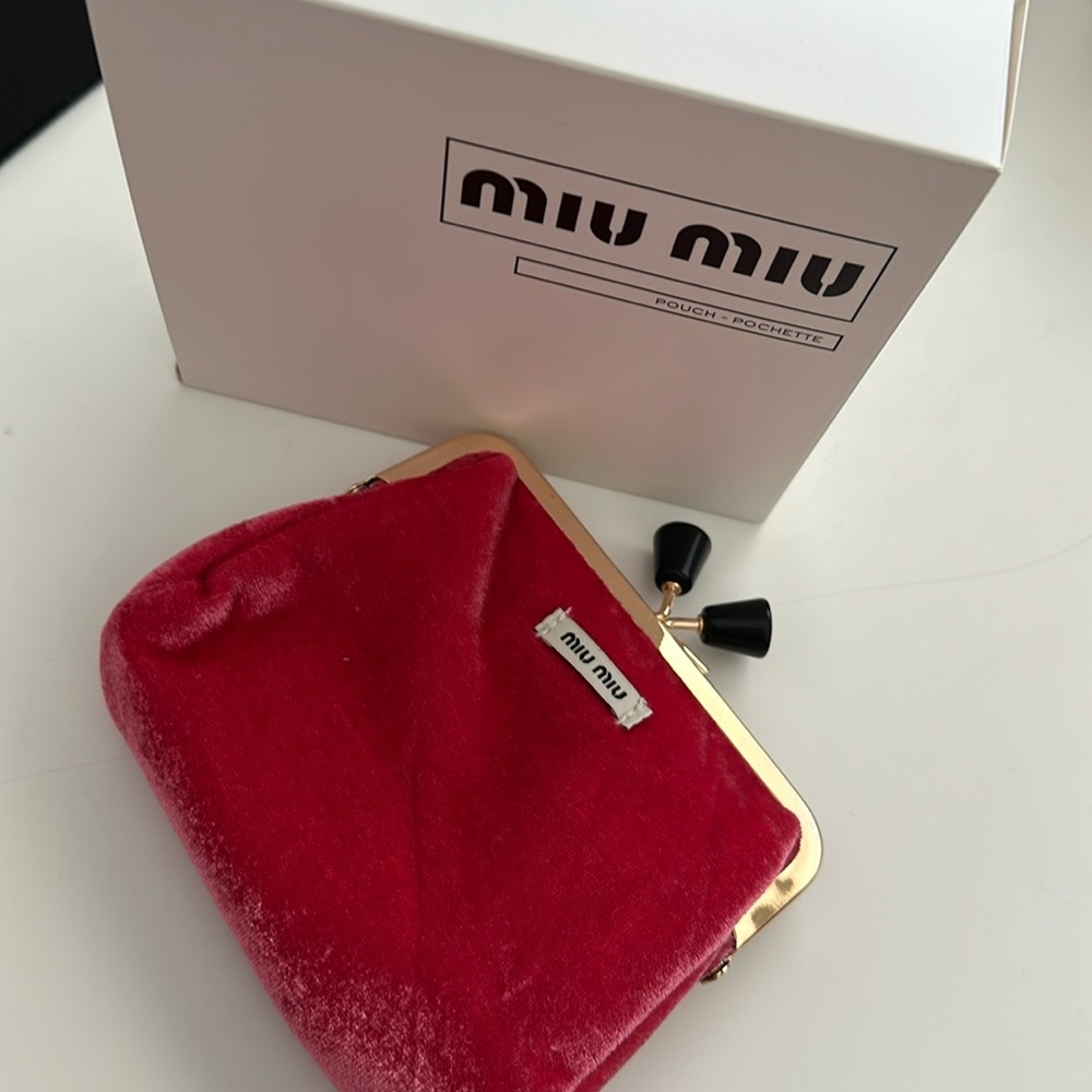 Miu Miu Pouch Velvet Dark Pink with Rose Gold trim